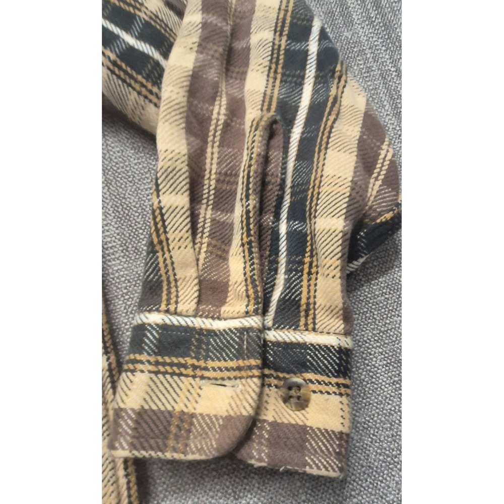 VTG St. John Bay men's brown plaid flannel button up long sleeve shirt LG Cotton - Picture 2 of 14